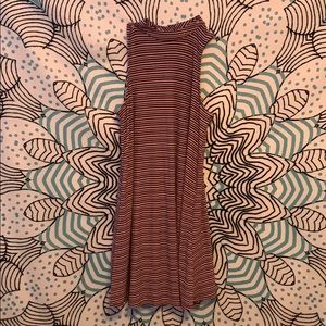 Pink,blue,and white striped flows dress